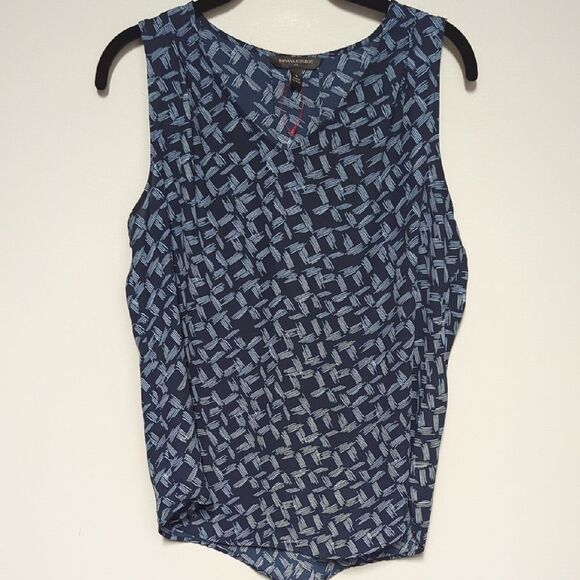 Banana Republic Navy Blue Patterned Sleeveless Top - Picture 1 of 6